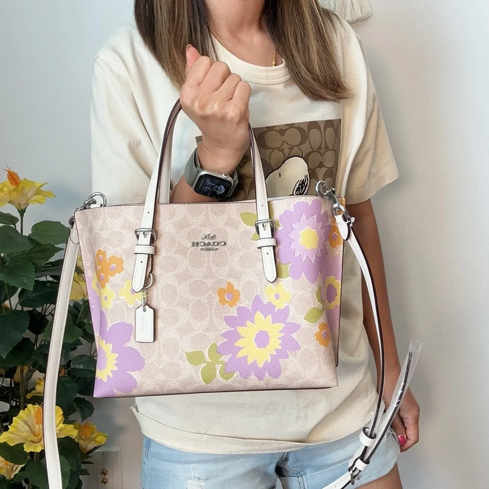 NWT Coach Mollie Tote Bag 25 In Signature Canvas With Floral‎ Print - Picture 7 of 9
